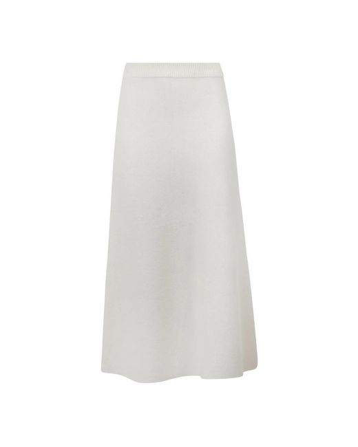 Liviana Conti White Kaschmir Langer Rock Mit Elastischem Bund