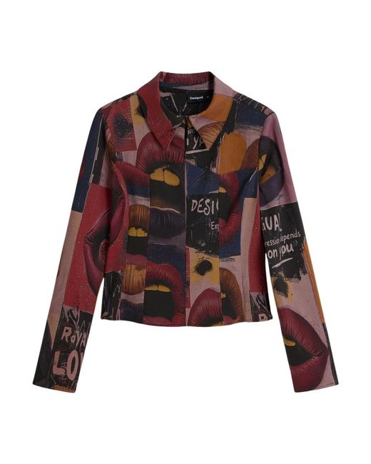 Desigual Jassen ,Veelkleurig ,Leer Cam Beso 26Swcwx 6 Shirt Met Lange Mouwen in het Multicolor