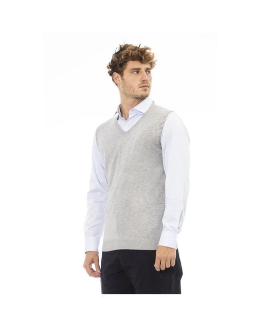 Alpha Studio Sleeveless Knitwear in het Gray voor heren