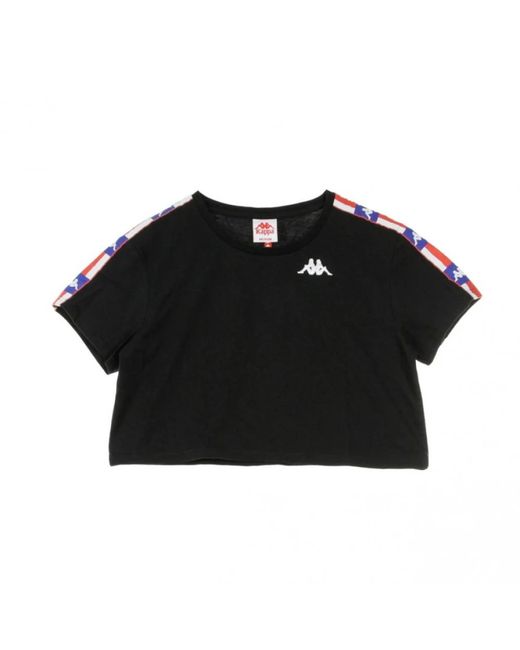Kappa Tops ,Zwart ,Authentiek T-Shirt La Basma Zwart/Blauw in het Black