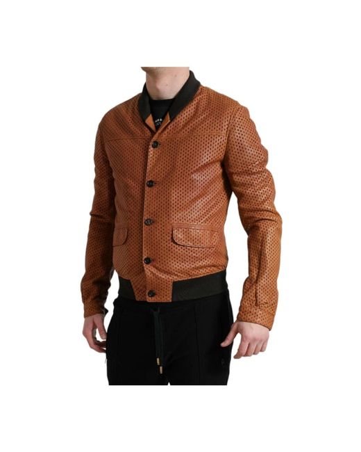 Dolce & Gabbana Brown Leather Jackets for men