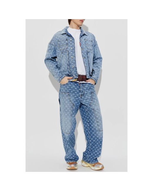 DSquared² Jeans ,Blauw ,Denim Monogram Jeans in het Blue voor heren