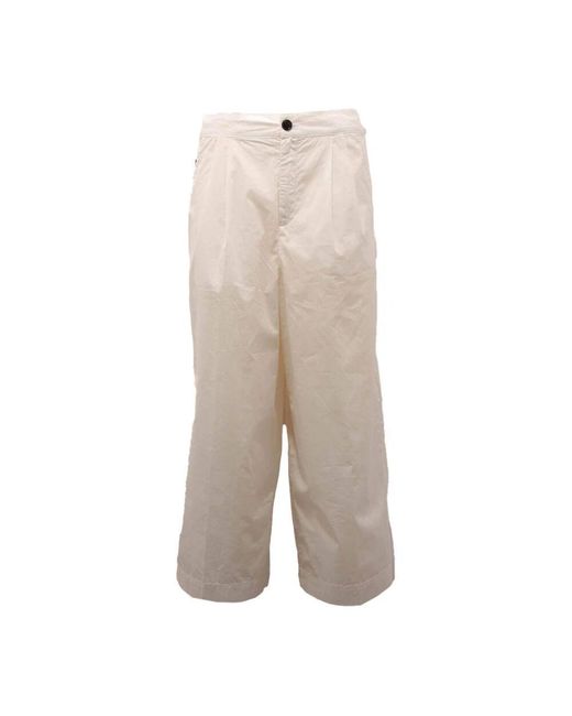 Woolrich Natural Baumwoll Popeline Hose Mit Seitentaschen