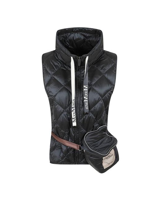 Max Mara Jassen ,Blauw ,Nylon Tregic Vest in het Black