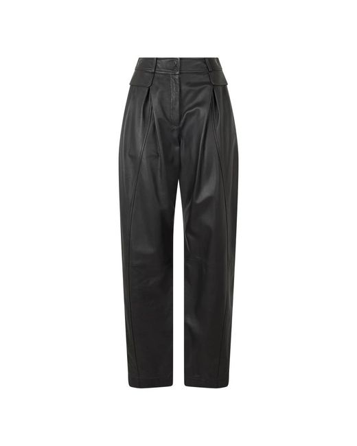 Alberta Ferretti Gray Leather Trousers