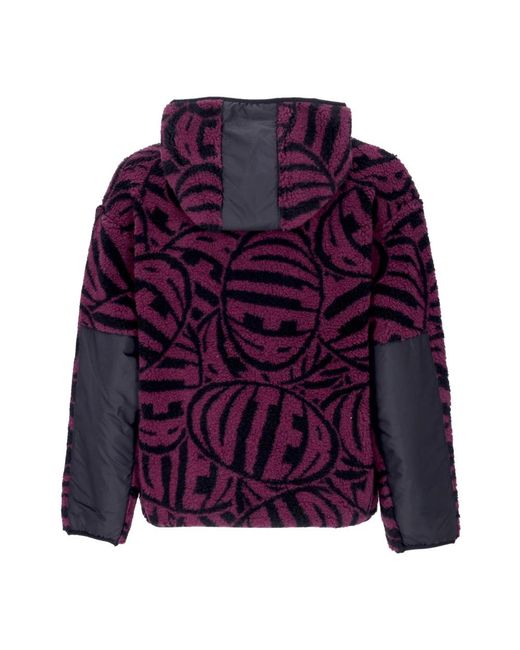 Iuter Hoodies & Sweatvesten ,Zwart ,Polyester Sherpa Zip Hoodie Zwart in het Purple voor heren
