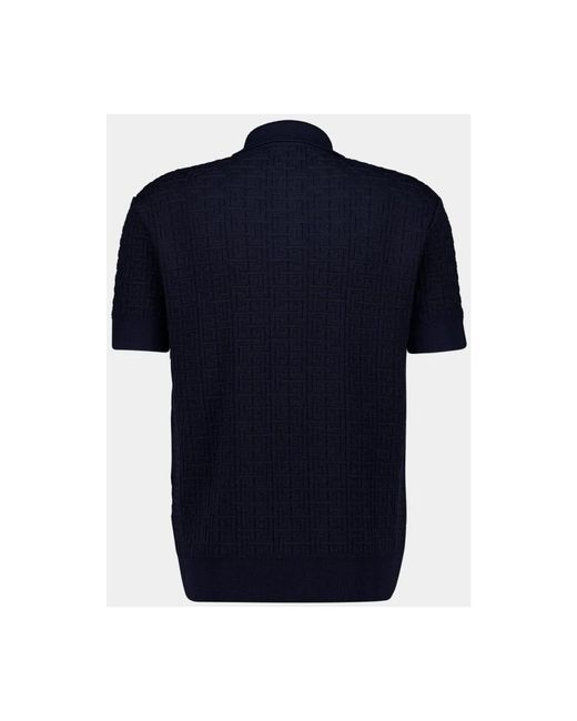Balmain Monogram Gebreide Polo in het Blue voor heren