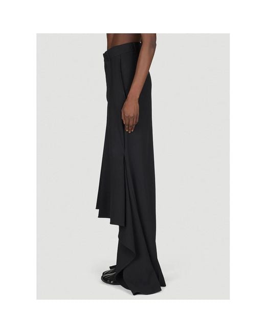 Balenciaga Wolblend Gedrapeerde Midi Rok in het Black