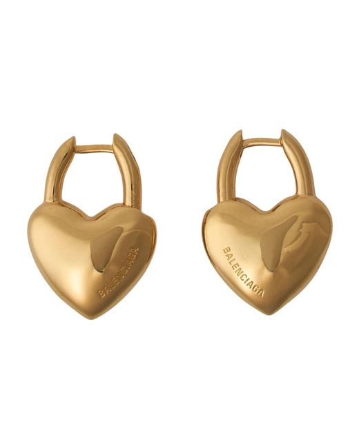 Balenciaga Metallic Herz Design Goldfarbene Ohrringe Set