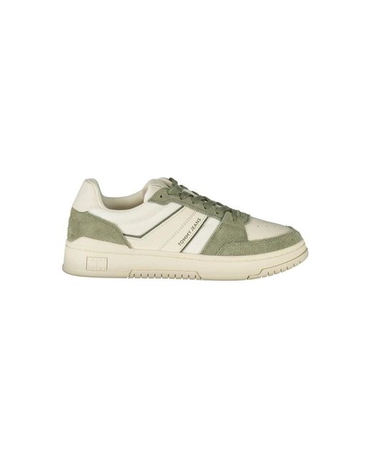 Tommy Hilfiger Weiße Leder Herren Sneaker Grüne Details in Green für Herren
