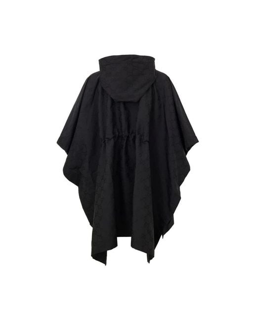 Gucci Black Trenchcoat Mit Monogramm-Print Und Web-Logo
