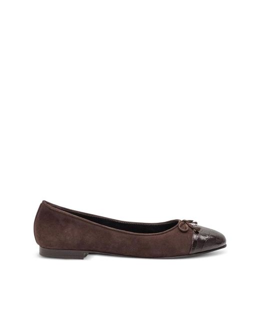Tory Burch Brown Suede Ballet Flats With Cap Toe