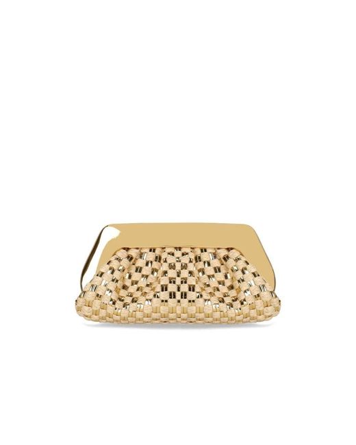 THEMOIRÈ Natural Goldene Vegane Stroh Clutch Tasche