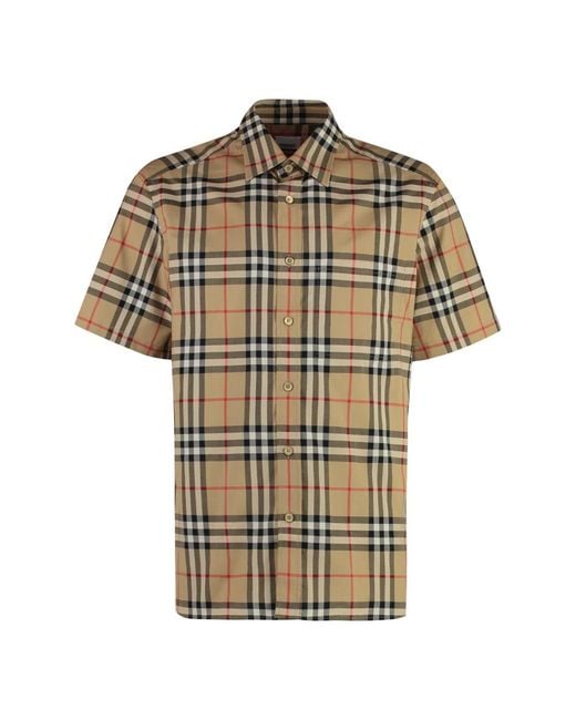 Burberry Short Sleeve Shirts in het Natural voor heren