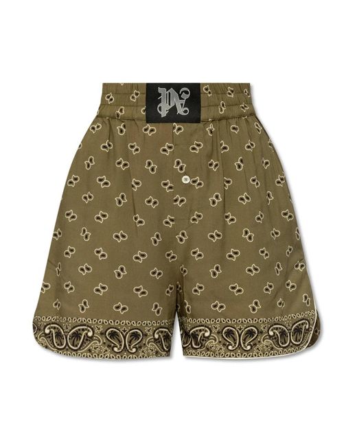 Palm Angels Green Shorts mit paisleymuster