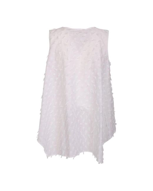 Xacus White Besticktes v-ausschnitt ärmelloses top