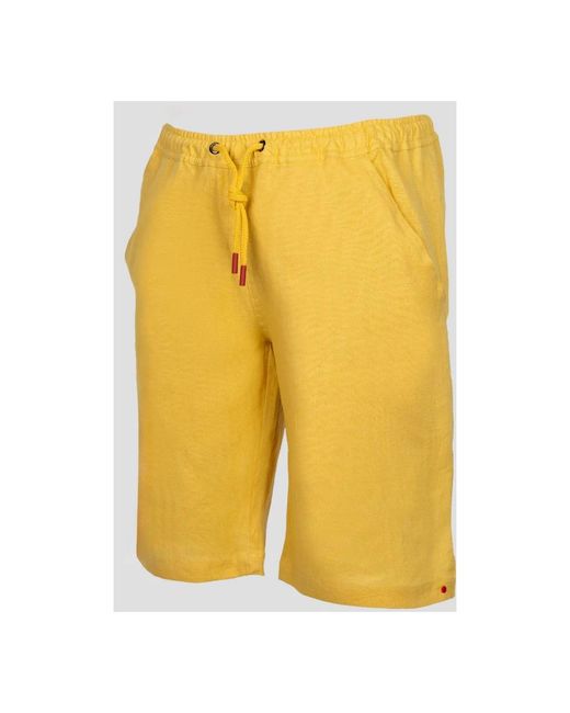 Kiton Linen Short Pants in het Yellow voor heren