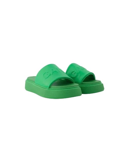 Ganni Green Stoff sandals