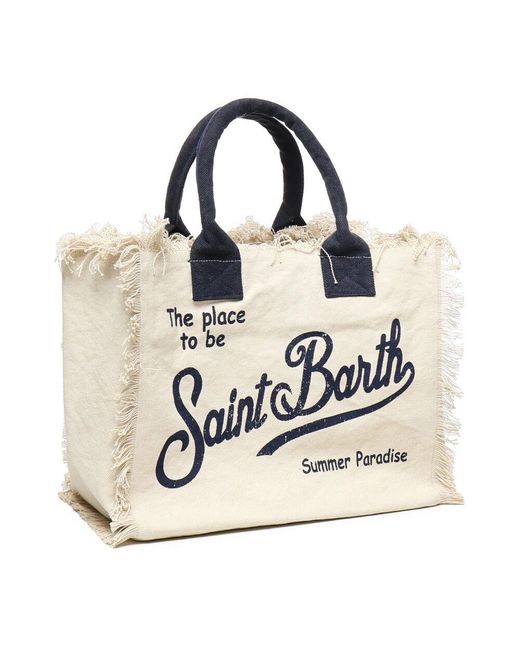 Mc2 Saint Barth Blue Bedruckte Logo-Fransentaschen