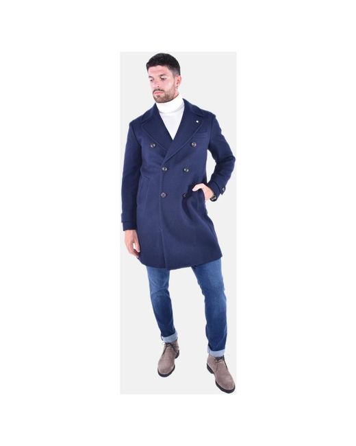 L.b.m. 1911 L.B. 1911, ,Jassen ,Blauw ,Wol Wollen Dubbelborstige Jas in het Blue voor heren