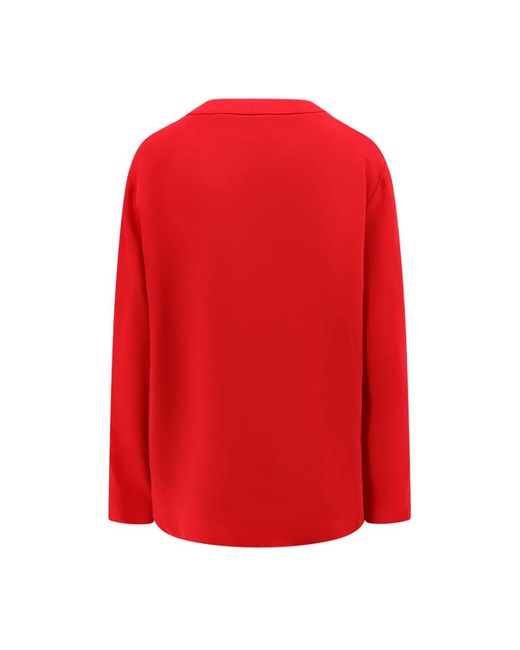 Valentino Red Rotes seiden v-ausschnitt shirt aw24