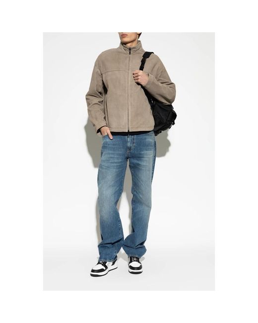Emporio Armani Gray Leather Jackets for men