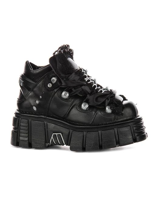 New Rock Black Lace-Up Boots