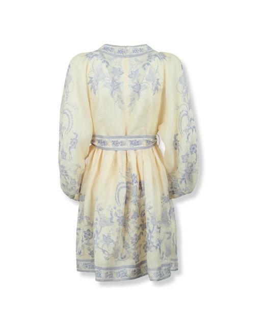 Zimmermann Indra Plunge Mini Jurk in het Blue