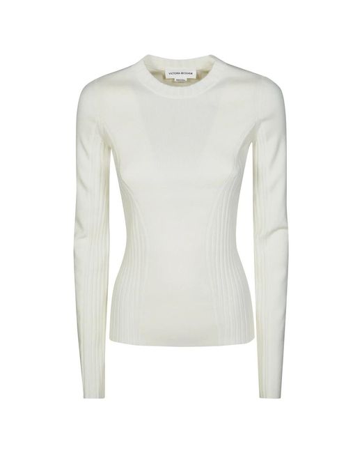 Victoria Beckham Gray Round-Neck Knitwear
