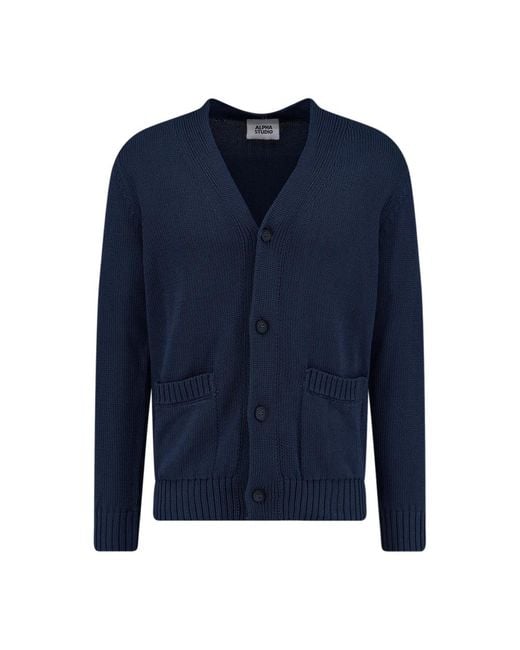 Alpha Studio Katoenen Cardigan in het Blue voor heren