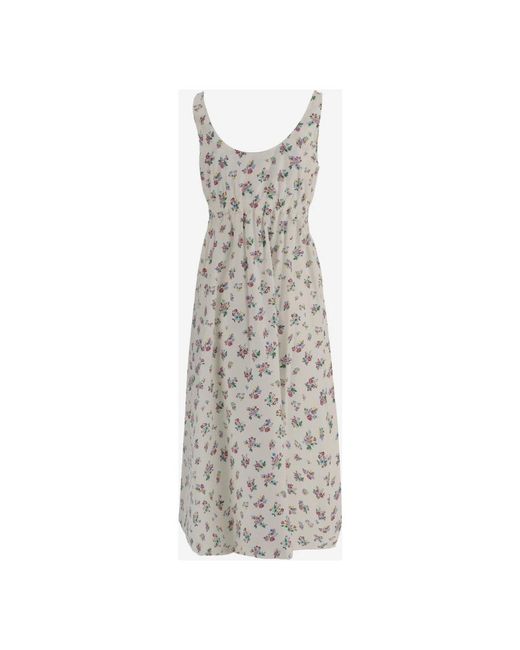 Tory Burch Kleedjes ,Veelkleurig ,Katoen Mouwmloze Katoenen Jurk Met Bloemenpatroon in het Gray