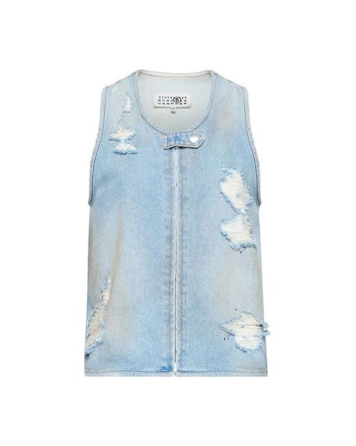 MM6 by Maison Margiela Blue Sleeveless Tops