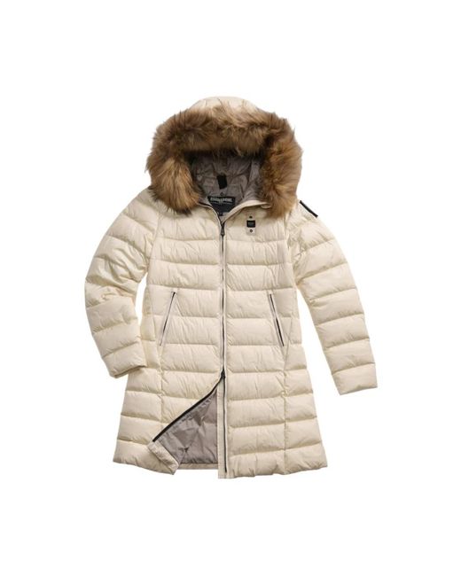 Blauer Metallic Graue Steppjacke Mit Pelzbesatz