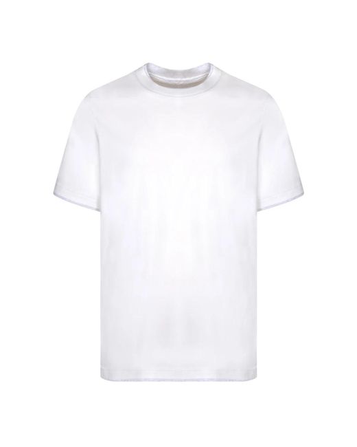 Brunello Cucinelli Weiße baumwoll-t-shirt rundhals kurze ärmel in White für Herren