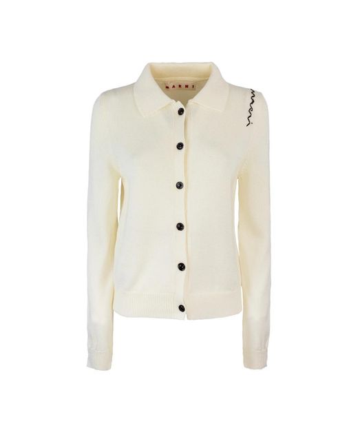 Marni Truien & Vesten ,Katoen Crème Katoenen Cardigan Sweaters in het White