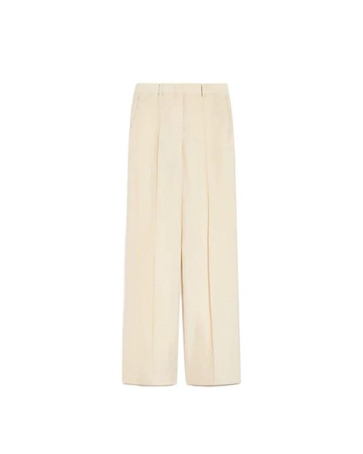 Max Mara Broeken ,Wit ,Viscose Broek in het Natural