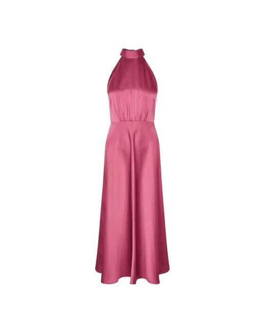 Samsøe & Samsøe Kleedjes ,Roze ,Satijn Elegante Satijnen Midi Jurk Rose Wine in het Pink