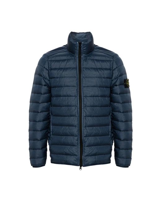 Stone Island Blue Down Jacket With Patch for men