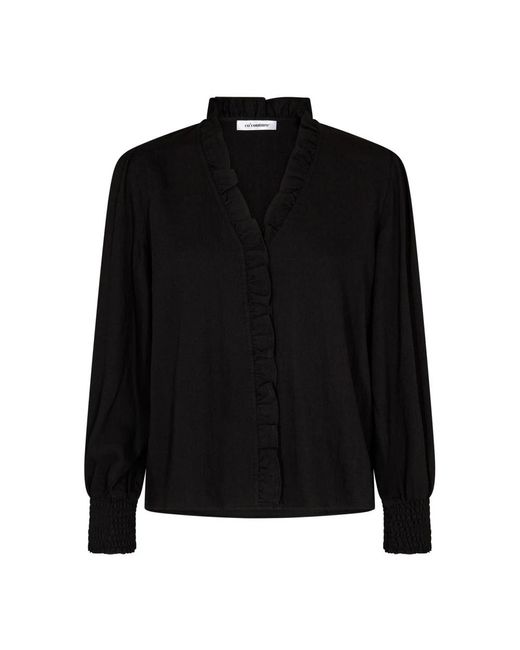 co'couture Black Feminine bluse mit rüschen und smock-schetten