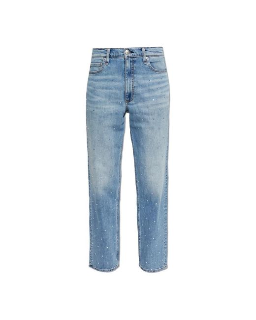 Rag & Bone Jeans ,Blauw ,Denim Jeans Met Glinsterende Kristallen in het Blue