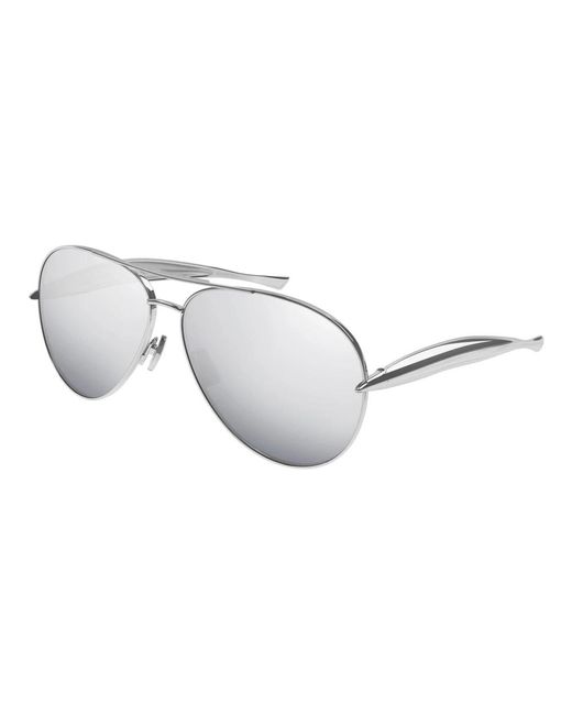 Bottega Veneta Silberne sonnenbrille bv1305s in White für Herren