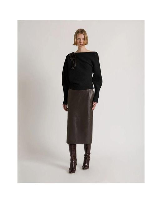 Alberta Ferretti Black Round-Neck Knitwear