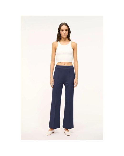 Staud Blue Knöchellange ponte-strickhose