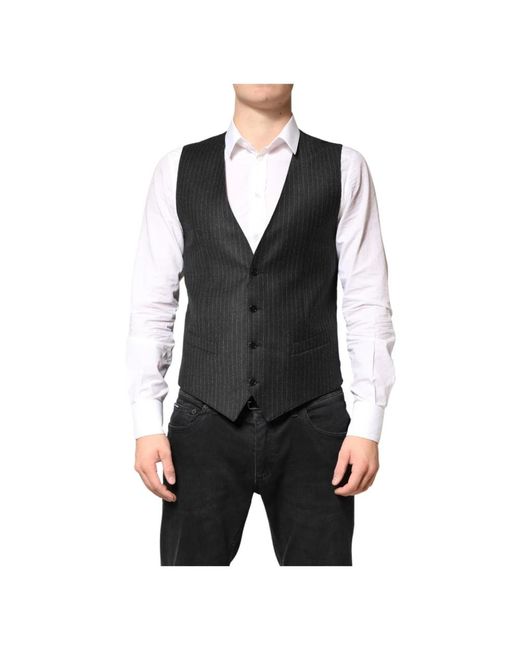 Dolce & Gabbana Black Waistcoats for men
