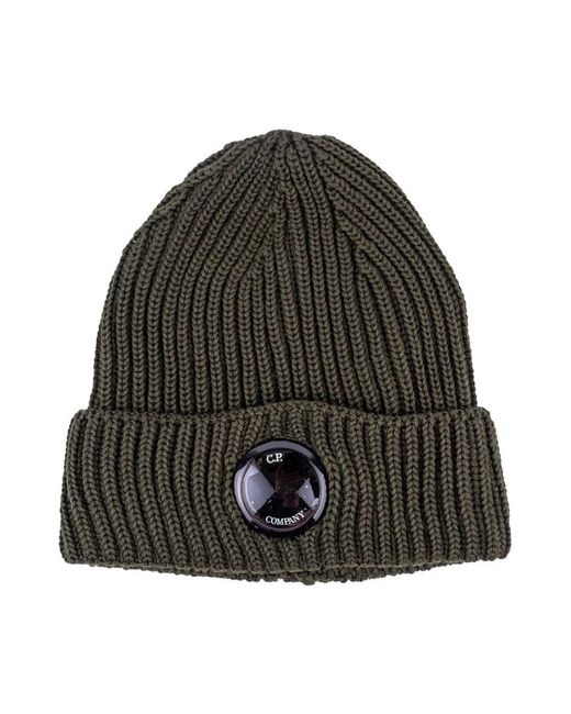 C P Company Dünne wollmütze mit vorderem linsendetail in Green für Herren