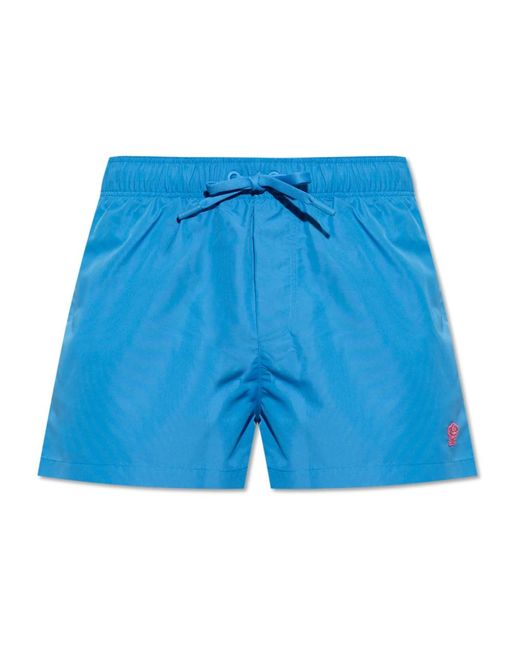 Versace Badmode ,Blauw ,Polyester Zwemshorts Met Patch in het Blue voor heren