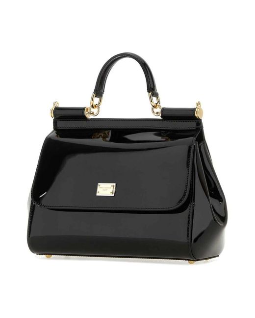 Dolce & Gabbana Black Schwarze leder sicily handtasche