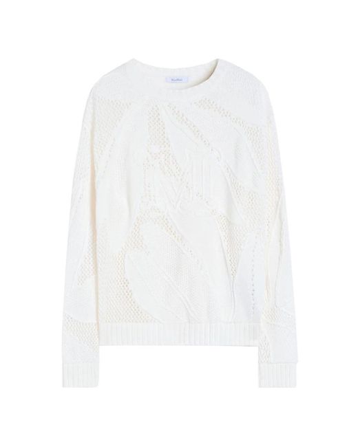 Max Mara White Round-Neck Knitwear