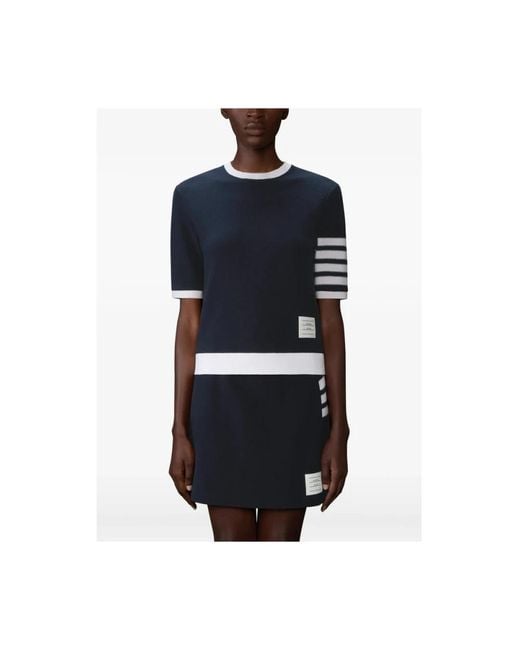 Thom Browne Blue Round-Neck Knitwear