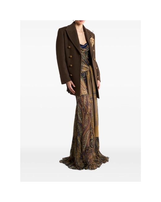 Etro Brown Double-Breasted Coats